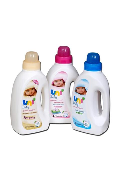 Uni Baby Çamaşır Deterjanı 1500 ml + Sensitive Deterjanı 1500 ml + Çamaşır Yumuşatıcısı 1500 ml