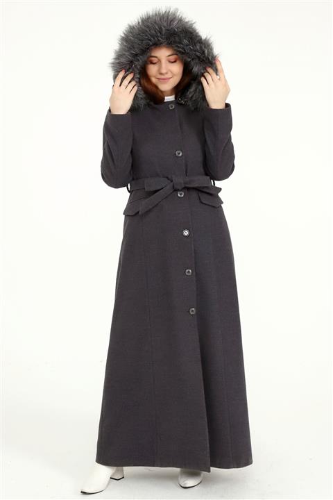 Yıldızhan Kadın Gri Tam Boy Kaşmir Kaban