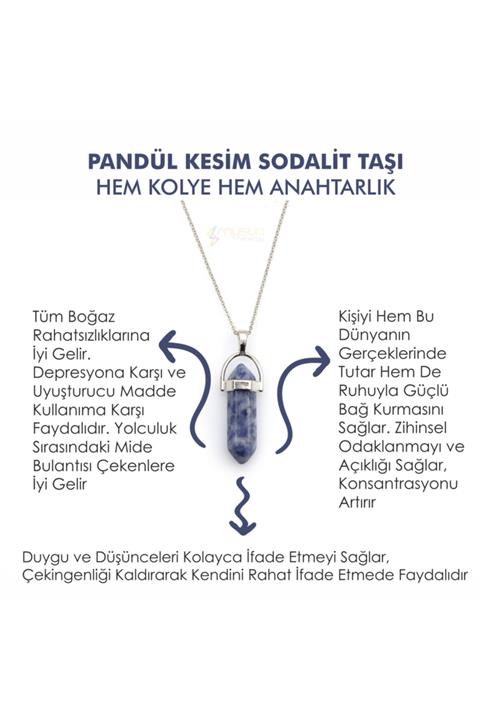 Golden Palace Doğaltaş SODALİT TAŞI Pandül Kesim Kadın Erkek (Unisex) İster Kolye İster Anahtarlık