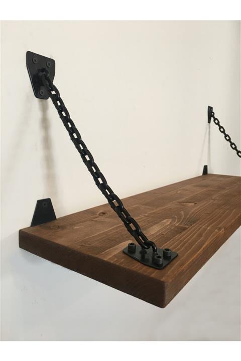 Vital Dekorasyon Tekli Zincirli Masif Duvar Rafı 70 Cm