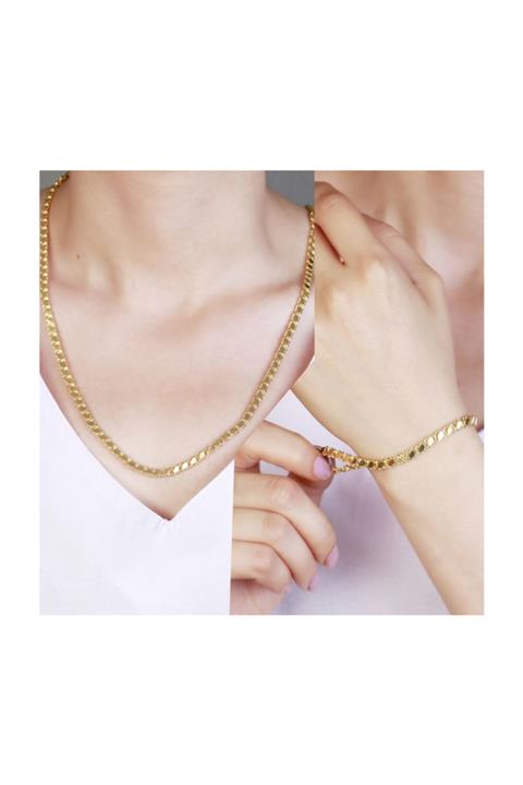 Else Silver 925 Ayar Gümüş Pullu Zincir Kolye Bileklik Kombin