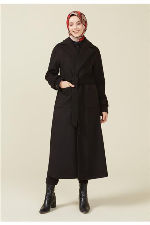 Setrms Siyah Rahat Kalıp Torba Cep Manto 2212000