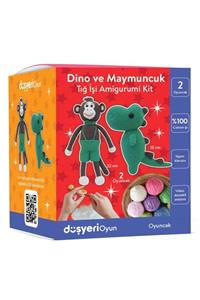 Düşyeri Dino Ve Maymuncuk Tığ Işi Amigurimi Kit