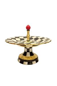 RAVİ Ayaklı Damalı Dekoratif Seramik Meyvelik 31 Cm
