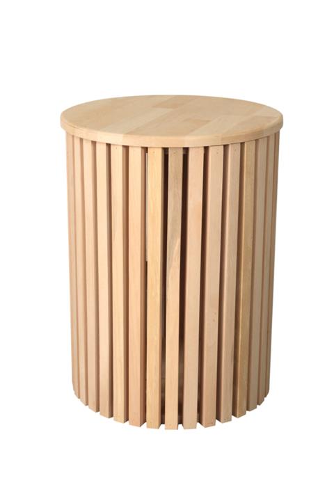 ERDEM MOBİLYA Cilasız Ham Ahşap Çıtalı Yan Sehpa