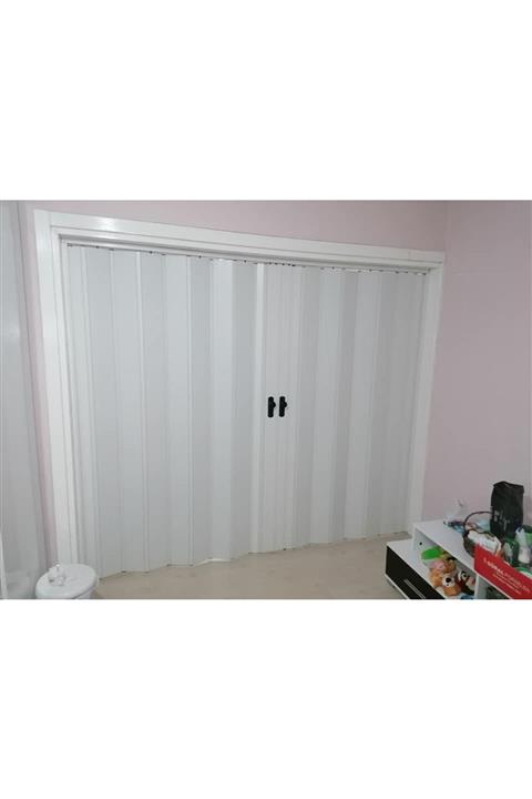 SARPAŞ Katlanır Akordeon Akordiyon Çift Açılım Kapı 267 X 250 Camsız Beyaz 12 Mm