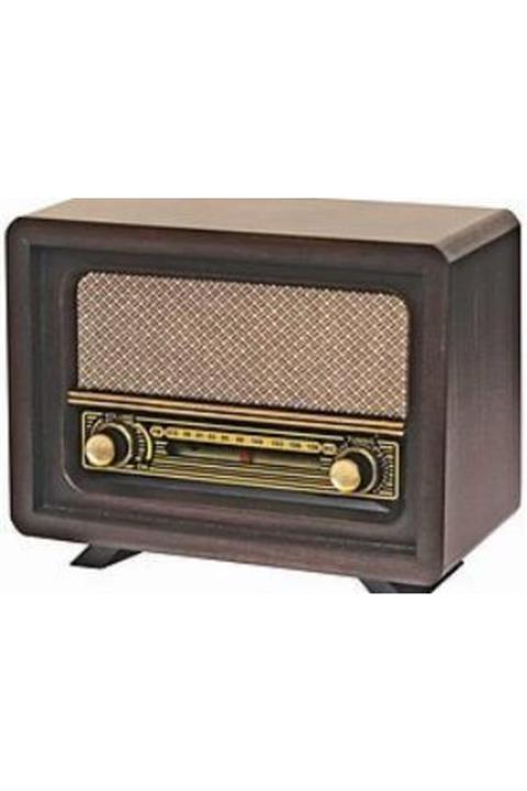 Otantik Çarşı Ahşap Retro Nostaljik Radyo Beyoğlu Model Kahverengi Adaptörlü