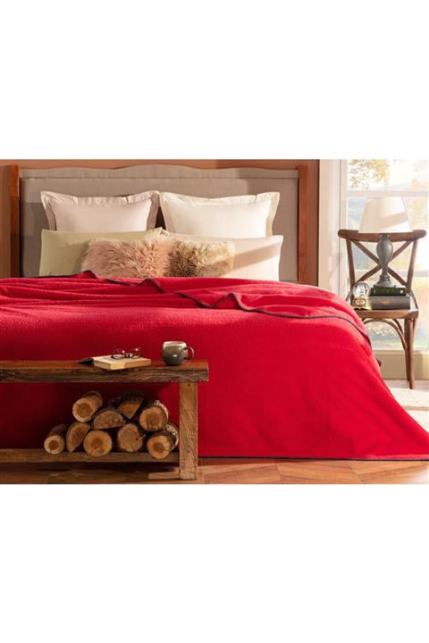 Madame Coco Claire Sherpa Tek Kişilik Düz Battaniye - Fuşya