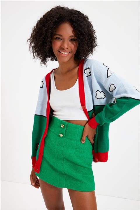 TRENDYOLMİLLA Çok Renkli Jakarlı Triko Hırka TWOAW22HI0308