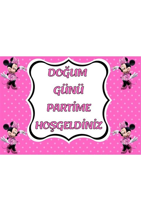 Parti Seza Minnie Mouse 150*100 Cm Bıranda Iyiki Doğdun Afişi