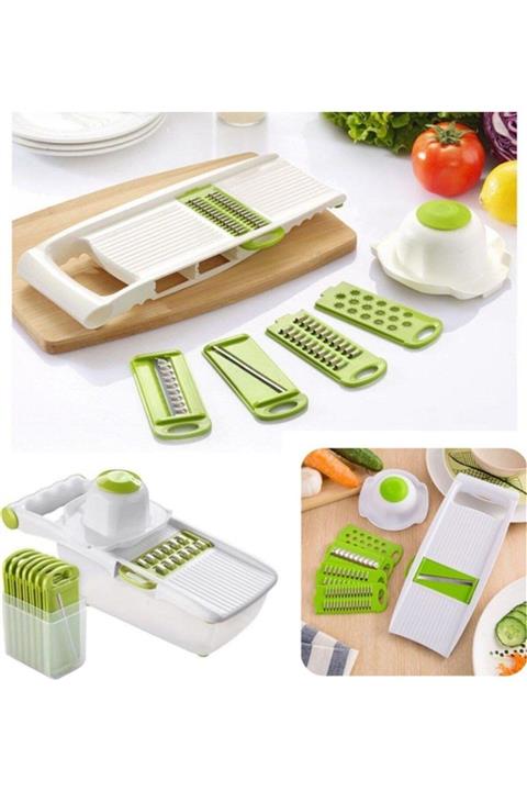 EzJet Hazneli 6 Başlıklı Pratik Rende Seti - Sebze Meyve Doğrama Seti + Soyma Bıçağı