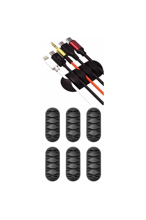 STYLEDESIGN Siyah 6 Adet Masa Kenarı Kablo Fiş Tutucu