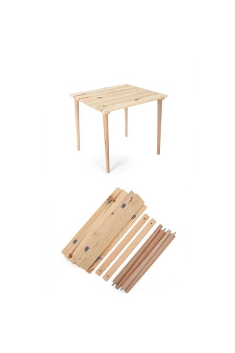 pratikoutdoor Katlanır Ahşap Rulo Masa Ve Taşıma Çantası