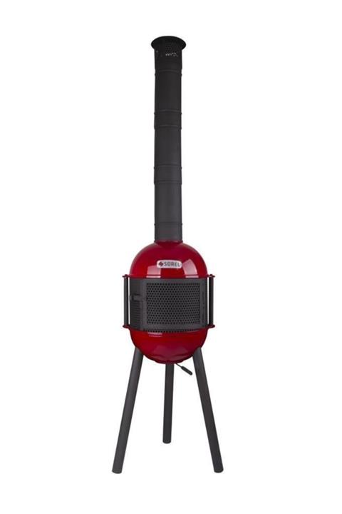 Sürel Göktaş Mangal Emaye Döküm Bahçe Şöminesi Bahçe Sobası Bbq Kırmızı