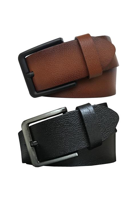 GoDeri %100 Hakiki Kaliteli Deri 2'li Set 4.5 Cm Kot, Spor Kemer Siyah, Taba