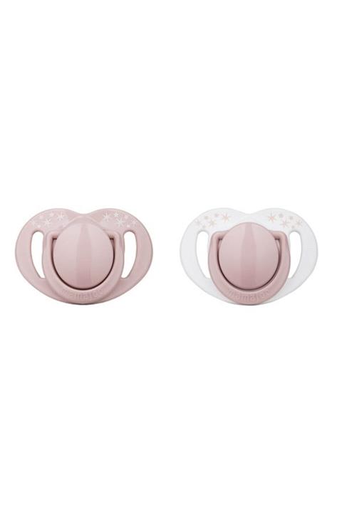 Mamajoo Sterilizasyon & Saklama Kutulu Silikon Ortodontik Ikili Emzik Powder Pink / 12 Ay +