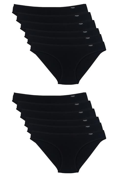 Bluence Büyük Beden Kadın Siyah 12'li Paket Likralı Slip Külot