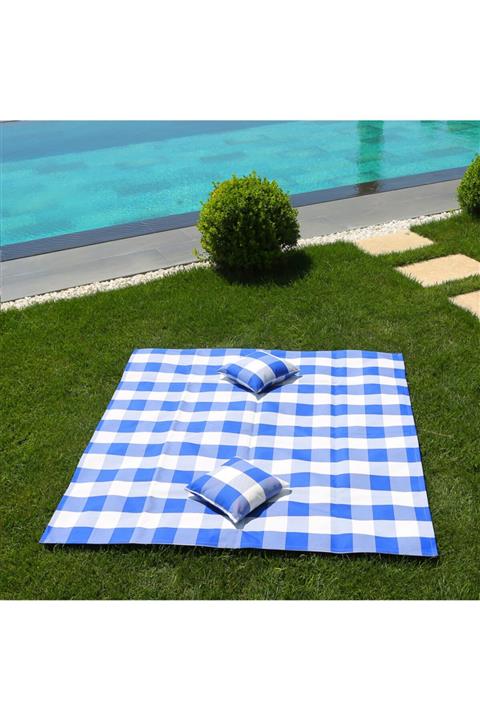 HOMİNG Yastıklı Plaj Piknik Örtüsü 140 X 140 Cm / Su Ve Kum Tutmayan Kumaş Hmy-6215