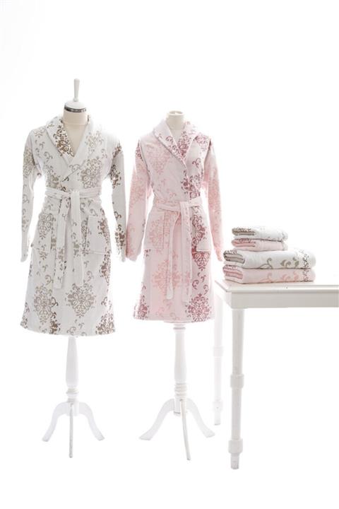 Özdilek Emily Aile Seti Bornoz Takımı Bej - Pudra