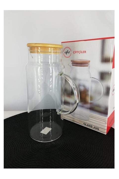 Çiftçiler Borosilikat Sürahi Bambu Kapak 1300 ml