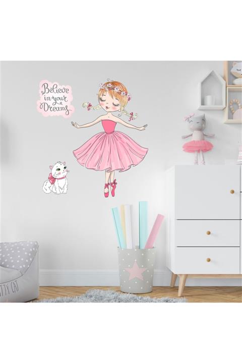 Kt Grup Balerin Ve Kedi Çocuk Odası Sticker