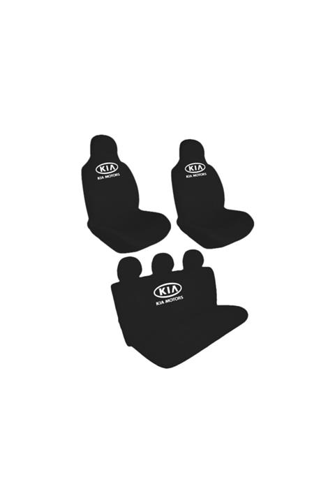 Öziron Kia Rio Hatchback Araba Koltuk Kılıfı Amblem Logo Baskılı Penye Servis Kılıfı Siyah