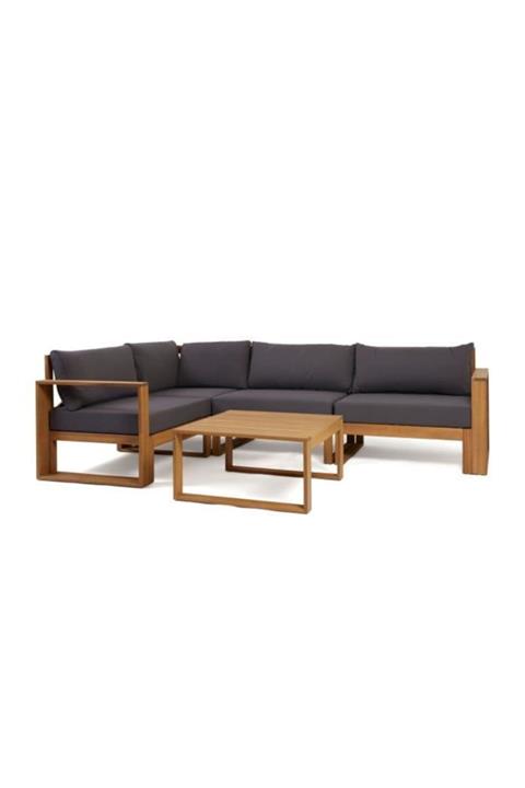 ODUNS Füme Bahçe  Balkon Teras Ahşap Koltuk Takımı