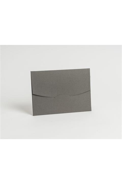 ARTİMED Koyu Gri Yatay 13×18 cm Oval Kapaklı Davetiye Zarfı (100 Adet)
