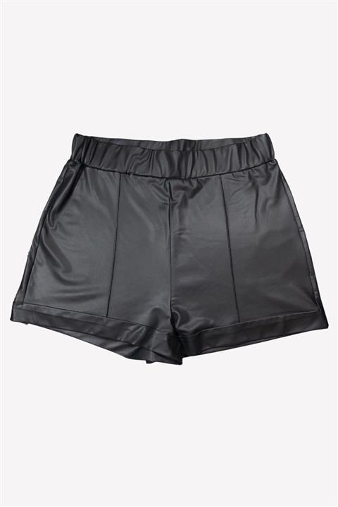 Ozmoz Siyah Suni Deri Kadın Mini Şort