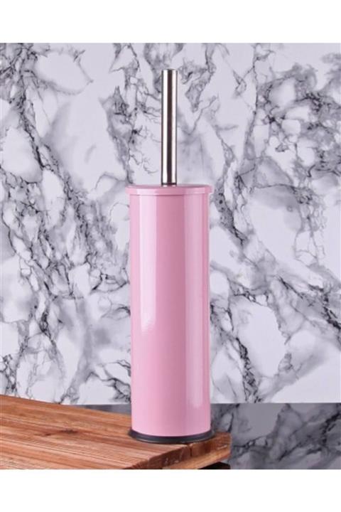 Cansu Paslanmaz Metal Pembe Renk Metal Klozet Tuvalet Fırçası 35 Cm
