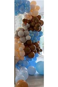 selens party Pastel Balon Zincir Mavi Gri Karamel Somon 60 Adet