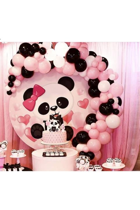 selens party 60 Adet Pembe Beyaz Siyah Balon Özel Gün Konsept Balon Zincir