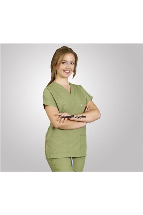 ÇİZGİ MEDİKAL Dr. Greys Modeli Fıstık Yeşili Doktor&hemşire Forması