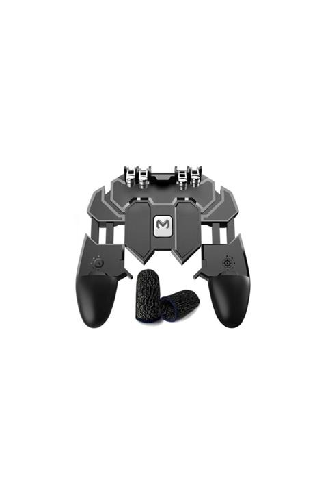 TechnoGuru Pubg Mobile Gamepad Kontroller 6 Parmak Kullanım Ak 66 + Pubg Eldiven Kalın Siyah