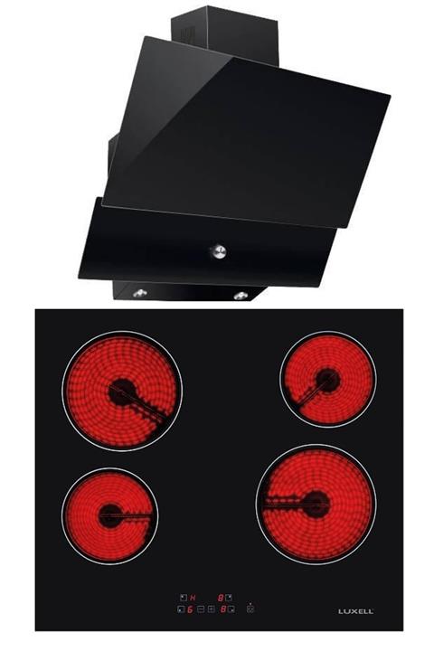 Luxell VİTROSERAMİK ANKASTRE OCAK - SİYAH CAM DAVLUMBAZ 2'Lİ SET