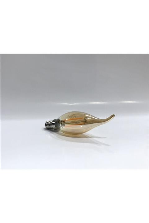 Gece Era 4 W Kıvırık Uç Gün Işığı Dekoratif Rustik Ampul - E14 Küçük Duy - 2700k - Led - Bal Rengi Cam