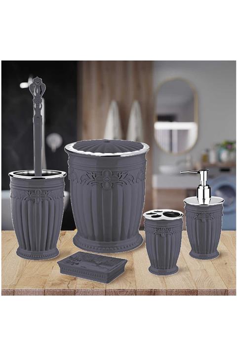 Porsima Sultan Serisi 5 Parça Krom Kaplama Akrilik Banyo Seti Antrasit