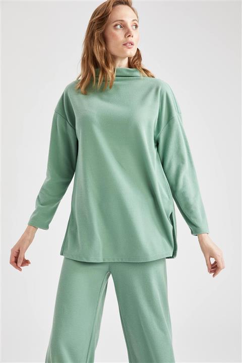 DeFacto Kadın Mint Yeşil Balıkçı Yaka Relax Fit Örme Tunik