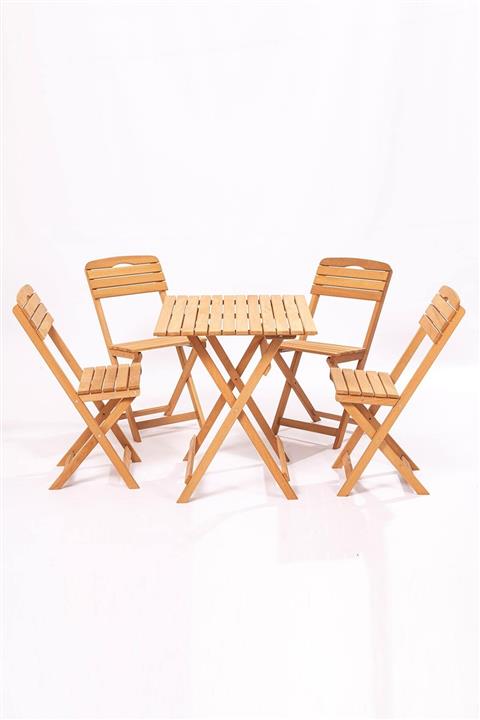 Meya Dekor Balkon - Bahçe 5'li Katlanabilir Bistro Set 4 Sandalye 1 Bahçe 60x80 Cm Masa