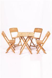 Meya Dekor Balkon - Bahçe 5'li Katlanabilir Bistro Set 4 Sandalye 1 Bahçe 60x80 Cm Masa