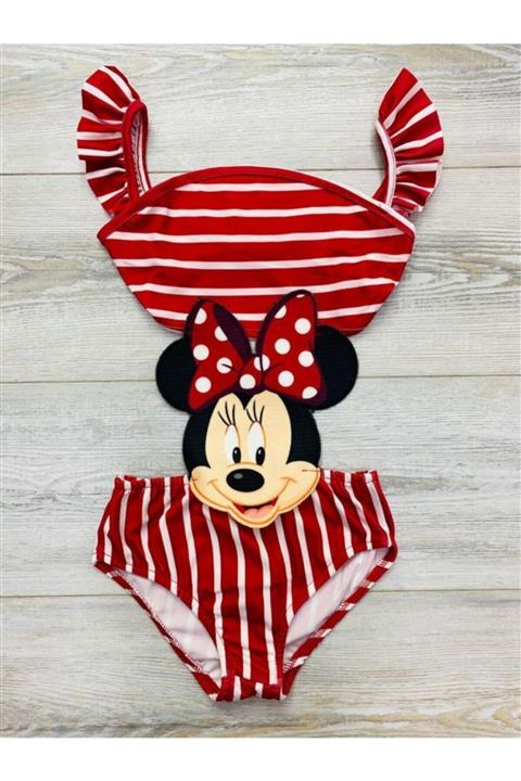 YASER COCUK Kız Çocuk Minnie Çizgili Mayokini