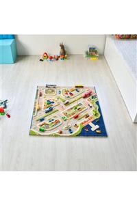 İVİ Şehir Temalı Çocuk Odası Oyun Halısı 100x100 cm