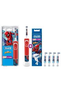 OralB D100 Çocuklar İçin Şarjlı Diş Fırçası Marvel Spiderman Yedek Başlık 4'lü