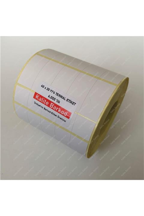Kalite Barkod 20x40 Yanyana 4'lü Termal Etiket | Rulo Etiket |