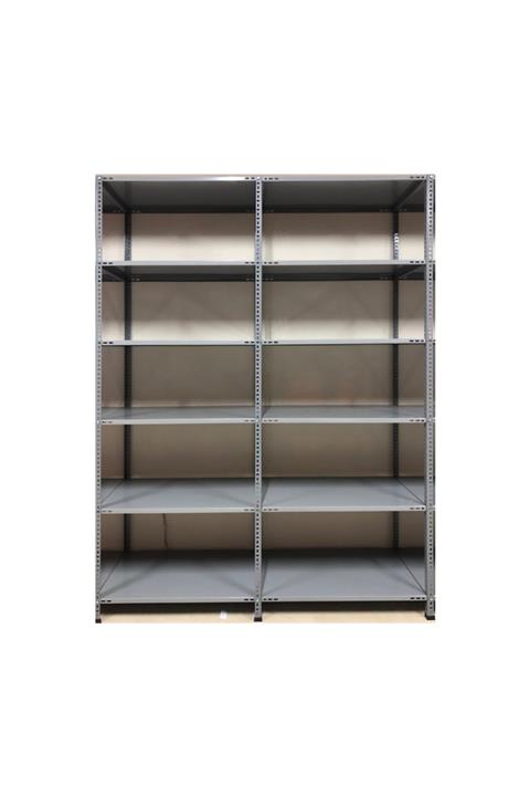AçıkMağazam Güneyraf 6 Katlı Duble 2 Li Galvaniz Üzeri Fırın Boya Gri Çelik Raf Arşiv Depo Kiler Rafı 31x93x200