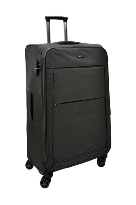 ÇÇS Büyük Boy Kumaş Valiz 4 Tekerlekli Gri Valiz