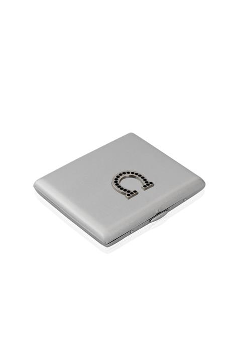 zekupp Gümüş Gri At Nalı Temalı Metal Sigara Tabakası