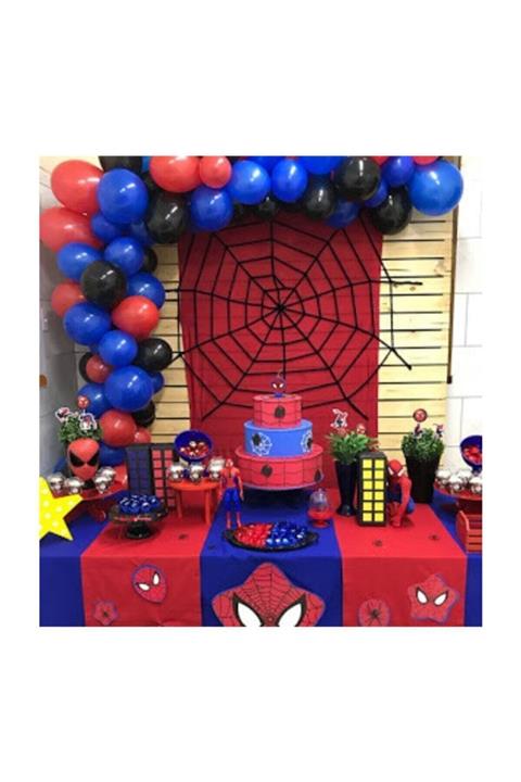 MAVİ PARTY Spiderman Konsept 60 Adet Kırmızı Lacivert Balon Ve Zinciri