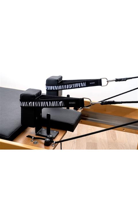 RAINBO Reformer Pilates İçin Zebra Desenli Elcik Metal Halkalı Model Double Straps 2'li