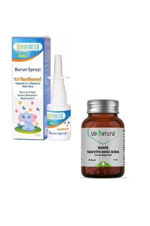 RINOFRESH Çocuklar Için Panthenol Burun Spreyi 20 Ml + Demir (17 Mg) 90 Kapsül